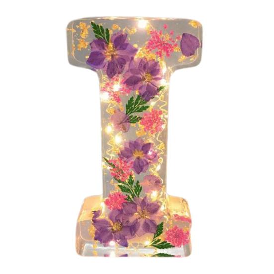 Цветочный смоляной ночник, прессованные цветы ручной работы в смоляных буквах, лампа, настольный декор, светящиеся цветочные буквы, подарок для мамы, жены