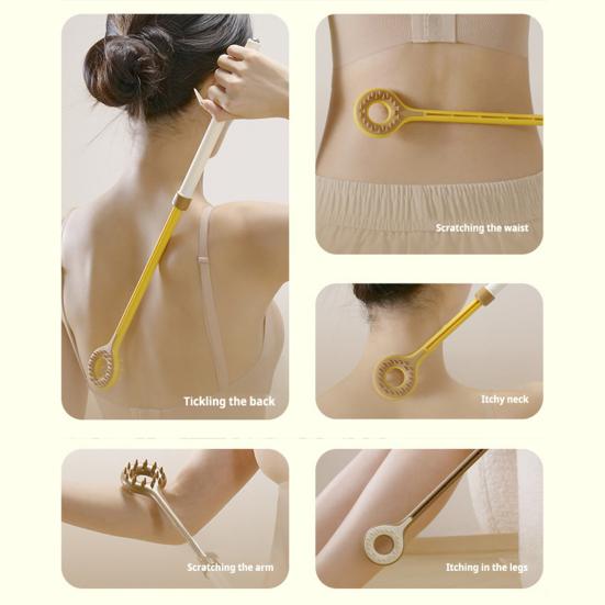 Yousheng Раздвижная чесалка для спины Портативная для труднодоступных мест Двусторонняя телескопическая ручка Чесалка для спины Магнитный роликовый массажер для акупунктурных точек