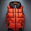 Мужские зимние теплые хлопковые пальто без рукавов, куртки с капюшоном, жилет на молнии, майки