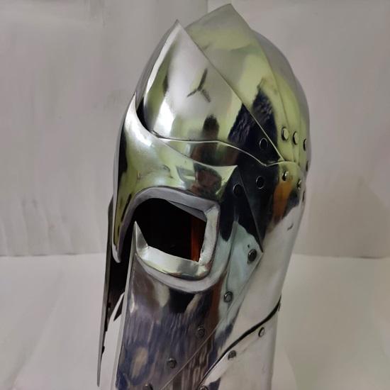 Medieval Metal Polish Knight Helmet Close Warrior Helmet Replica 18G Steel LARP Cosplay SCA