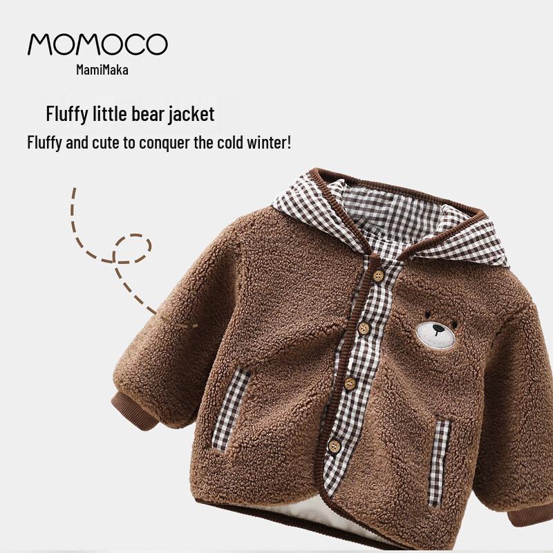 Зимняя куртка MOMOCO для детей, плюшевая, с вышивкой в виде облака