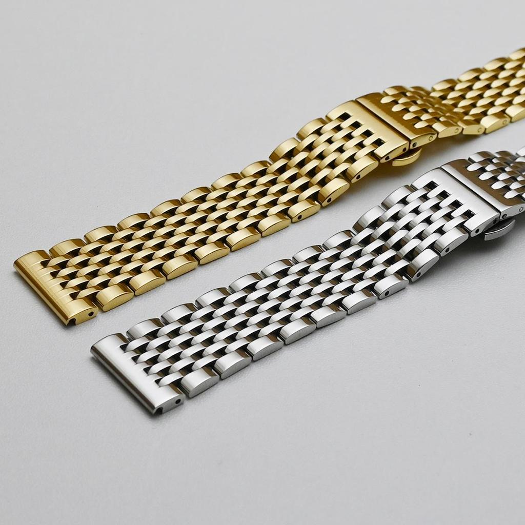 Ремешок для часов из нержавеющей стали с изогнутым концом, 18 мм, 19 мм, 20 мм, 21 мм, 22 мм, сменный ремешок, застежка-бабочка, ремешок для часов, браслет, серебро, золото