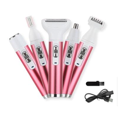 5 в 1 электрическое устройство для удаления волос USB аккумуляторная женская бритва триммер для волос в носу формирователь бровей нога подмышки бикини триммер женский эпилятор