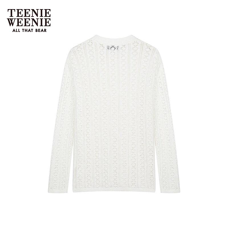Teenie Weenie Women's 2025 Autumn Round Neck Hollow-out Knit Sweater