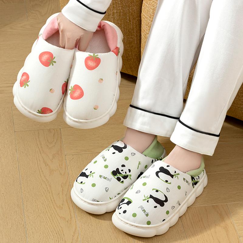 Модные домашние тапочки с мультяшным принтом панды для женщин, комнатные, с мягкой подошвой, нескользящие, хлопковые туфли для беременных, женские легкие комфортные тапочки