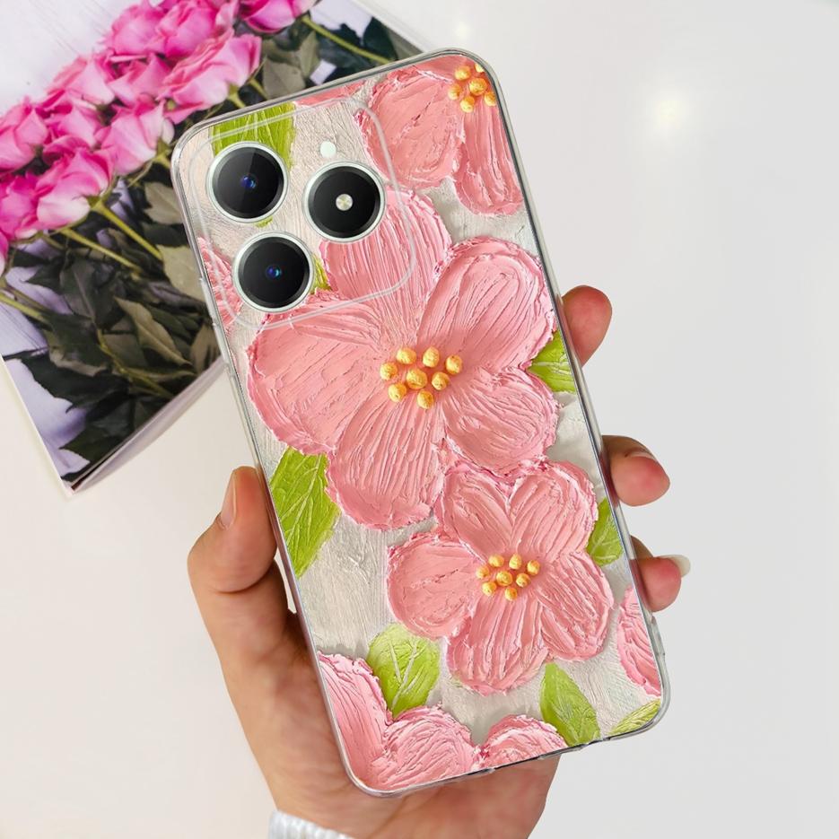 Чехол для Realme C61 Чехол для Realme C63 Милый Кот Мультяшный Расписной Чехол Мягкий Силиконовый Чехол для Телефона Для Realme C61 RealmeC61 RealmeC63 Fundas