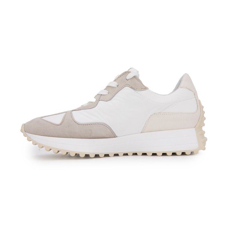 Женские блестящие белые и бежевые кроссовки на шнуровке URBAN