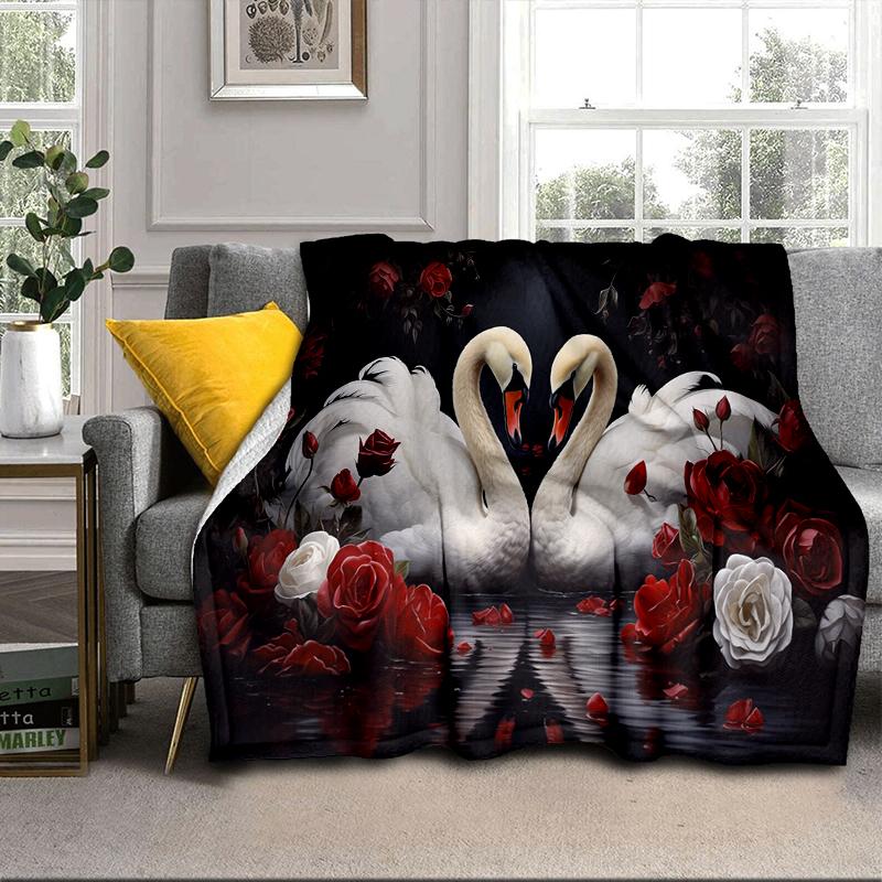 Swan And Lotus Fantasy Blanket Flannel Blanket Throw Blanket Sofa Cover Blanket Soft Premium Blanket Picnic Blanket Tv Blanket Gifts
