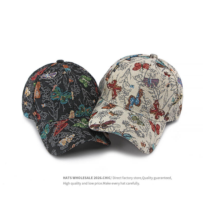 Unisex Butterfly Print Baseball Cap Adjustable Cotton Sun Hat for Men Women Outdoor Sports