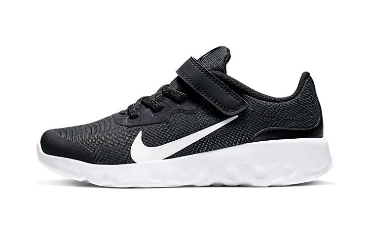 Nike Исследуйте низкие детские беговые кроссовки Strada из синтетической кожи и текстиля, устойчивые к истиранию, черные с белым CD9016-002
