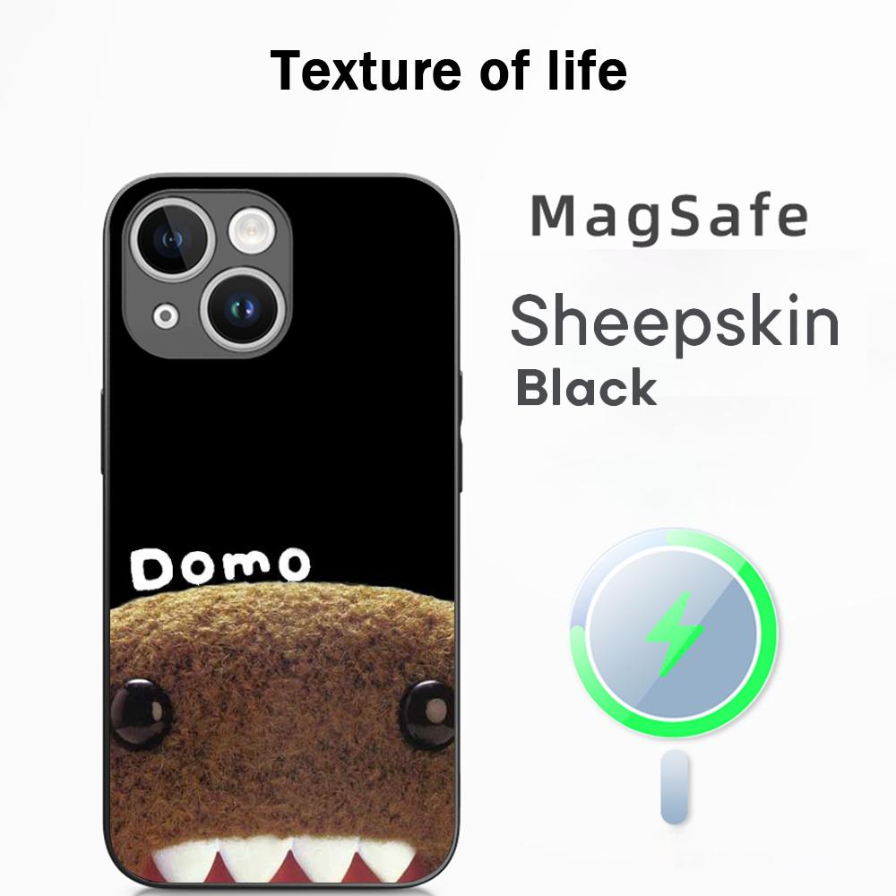 Domo kun new cute cartoon pattern Phone Case For iPhone 17 16 15 14 13 12 Plus Pro Max  High-end Luxury Magsafe Sheepskin