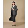 INMAN Women's Plaid Hooded Toggle Double-faced Wool Coat