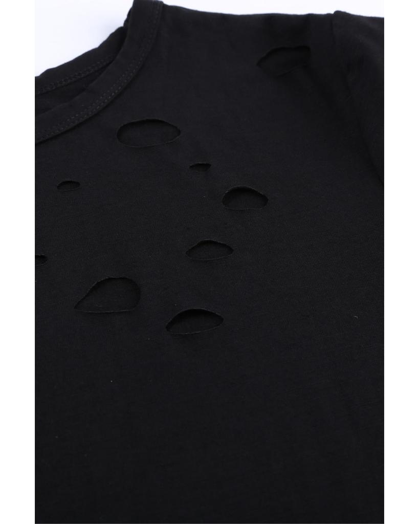 Azura Exchange Футболка из смешанного хлопка с круглым вырезом и дырками