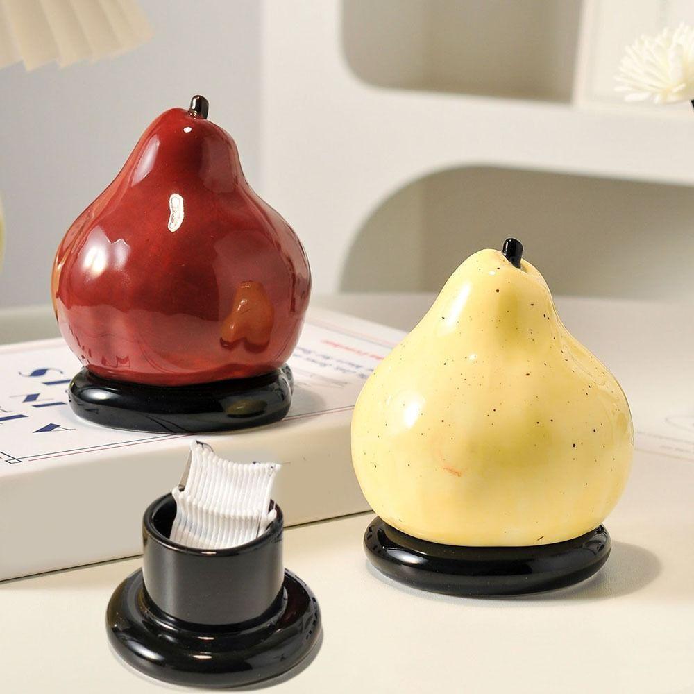 Ceramic Fruit Toothpick Dispenser Pear Shape Toothpick Container for Home