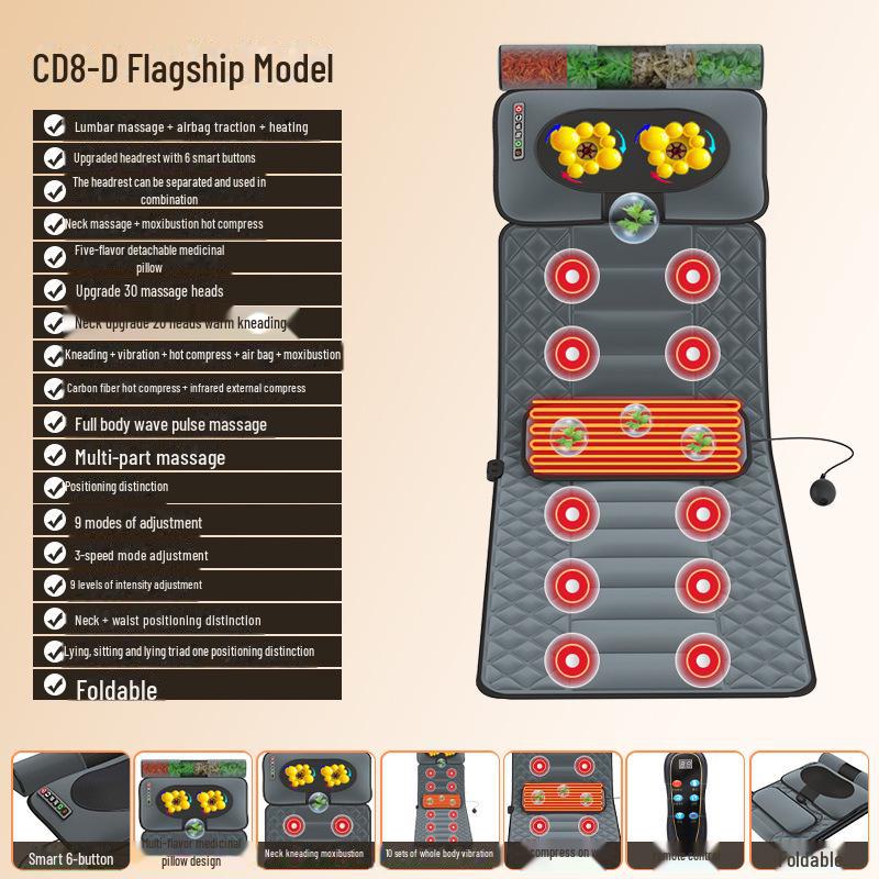 Массажная подушка с подогревом всего тела и воздушной подушкой для плеч, шеи и талии