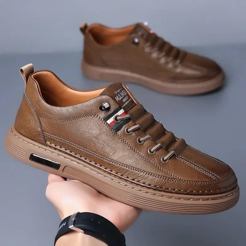 Fashion Brand Men's Casual New Leather Shoes for Men Non-slip Sports Shoes Fashion Comfortable Sneakers Male Flat Slip-on Casual Shoes