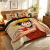 One Piece Monkey D Luffy Pattern Bedding Quilt Set Quilt Cover Pillowcase Home Birthday Gift(1 * duvet cover + 2 * pillowcase, without core)