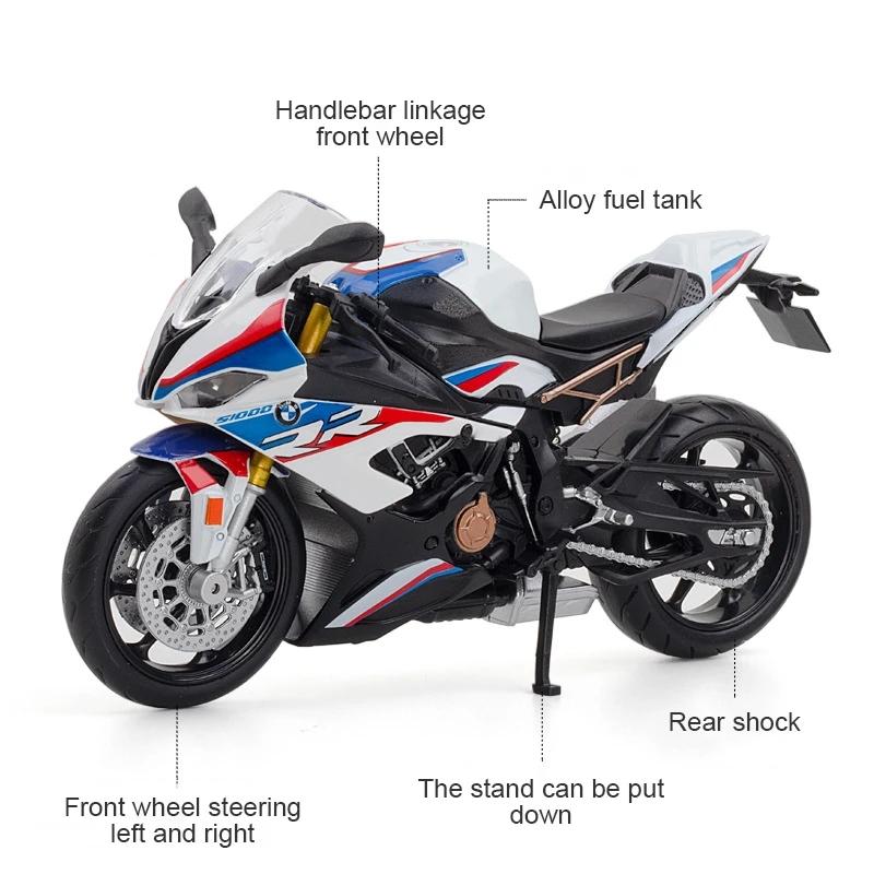 1/12 BMW S1000RR Motorcycle Cars Model Toys Alloy Diecast Shork-Absorber Motorcyclea Vehicle Collection For Boys Birthday Gifts