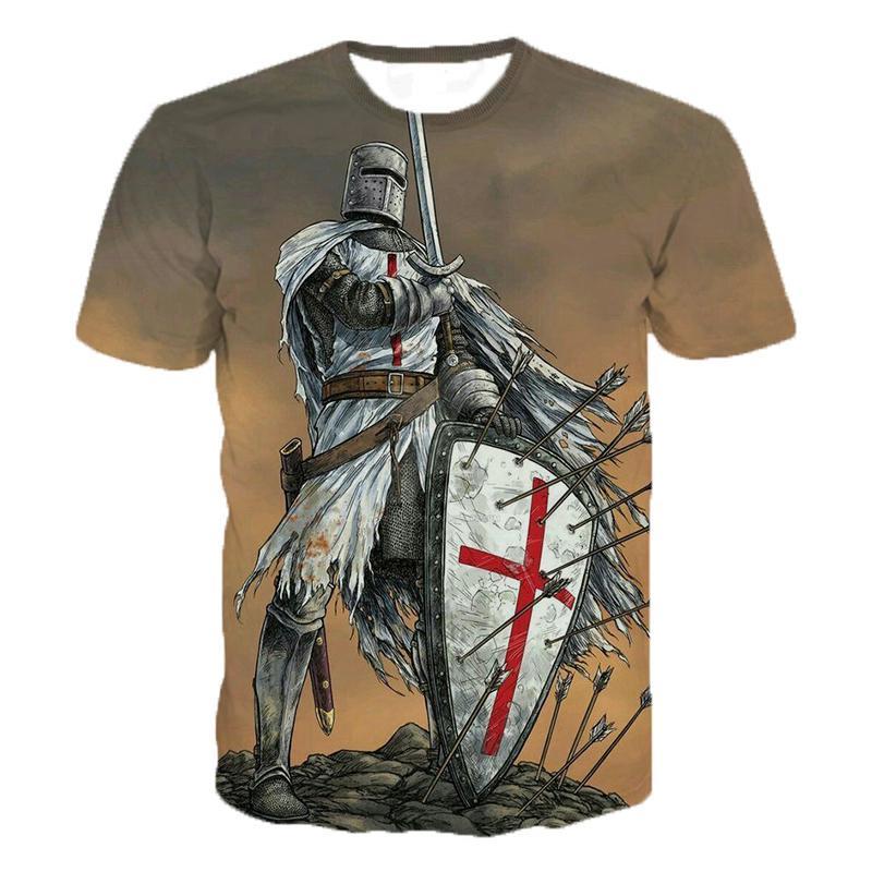 Knight Templar Men's T-shirt 3D Printing T-shirt Knight Templar Fashion Casual T-shirt Hip Hop Harajuku Streetwear Tops