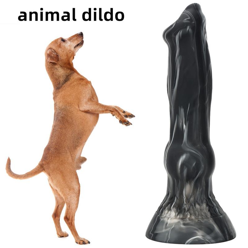 Женский смешанный цвет имитация без яичек пенис собаки дилдо мастурбационное устройство задний двор большой анальный плаг инструмент для анального расширения