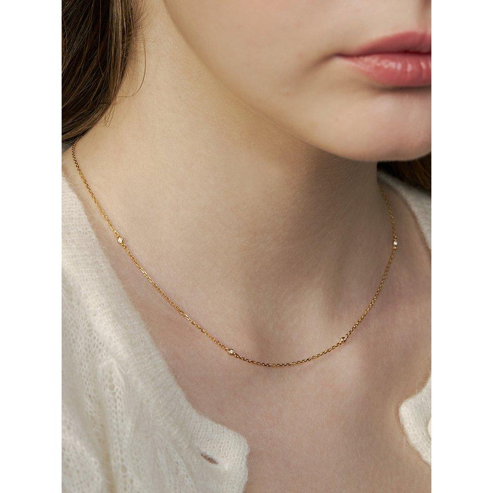 [Sv925] Thin Bezel Cubic Necklace