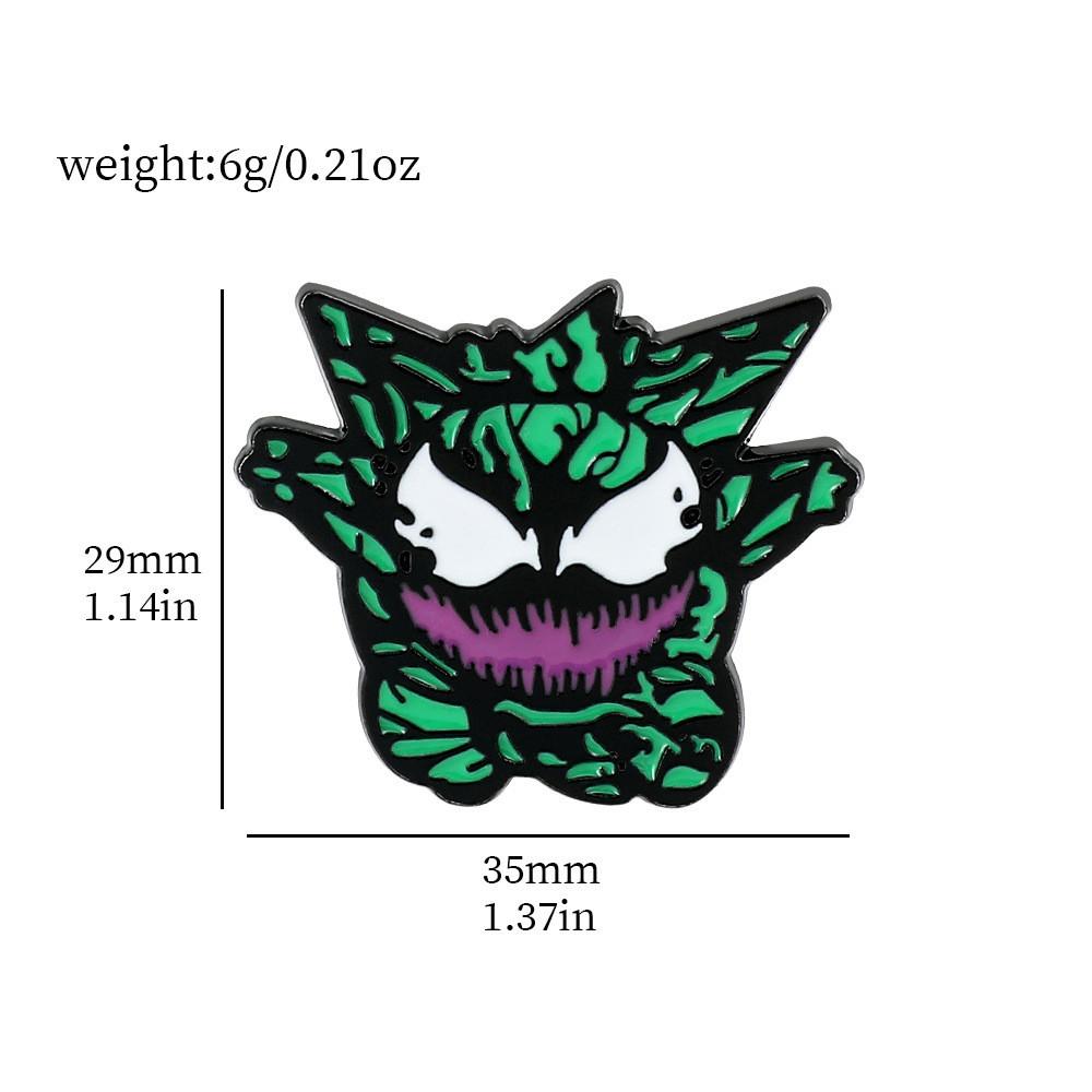 Мультяшный Креативный Смешной Покемон Металлический Значок Призрак Яд Карманный Эльф Волшебный Пин
