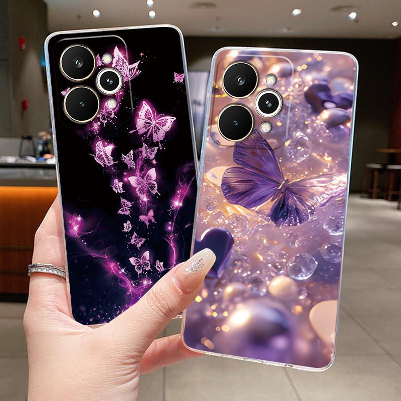 Для Realme 15 Pro 15T 5G Элегантный Цветок Бабочка Бант Чехол для Телефона Funda RMX5106 RMX5101 Мягкий Силикон Прозрачный ТПУ Гелевый Чехол