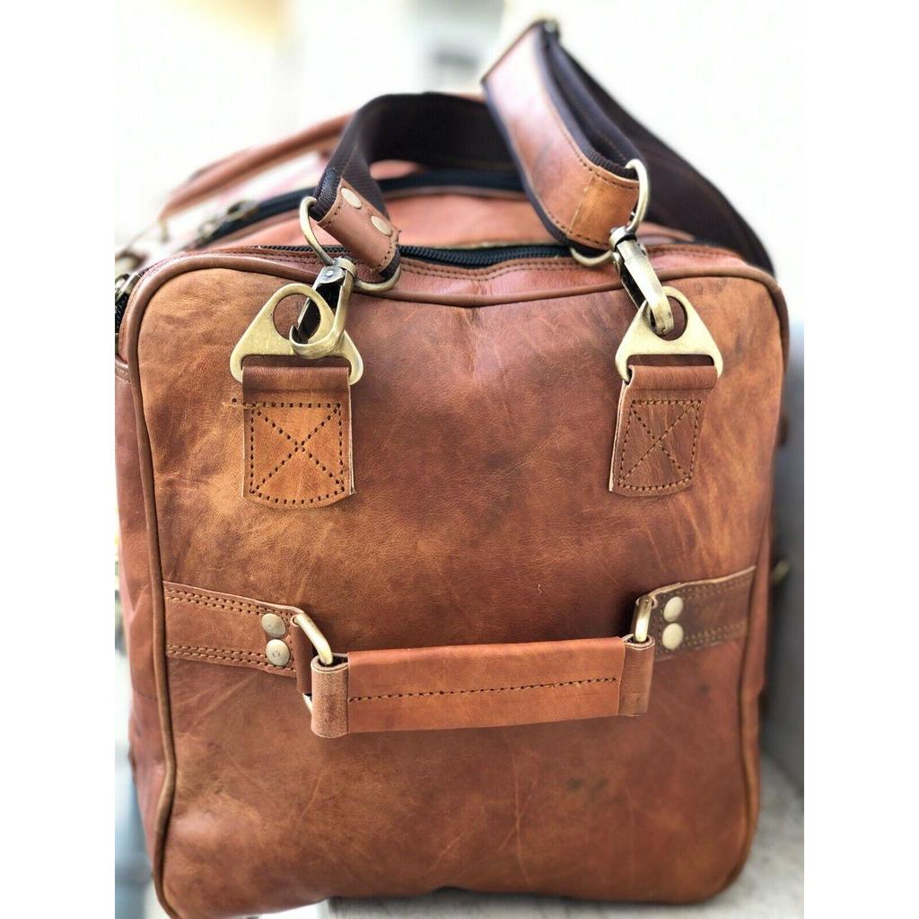 Мужской Duffle Goat Gym Leather Bag Travel Подлинная коричневая винтажная большая сумка
