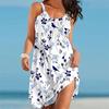 Women's Beach Dress Beach Wear Mini Dress Green Flower Print Casual Modern Dress Sleeveless Loose Fit Outdoor Daily Pink Blue Summer