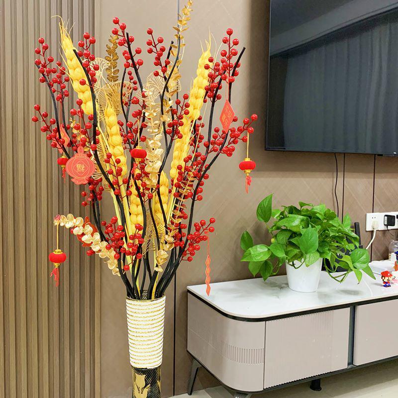 Red Berries New Year Floor Decoration: Artificial Flower Arrangement for Weddings & Housewarming