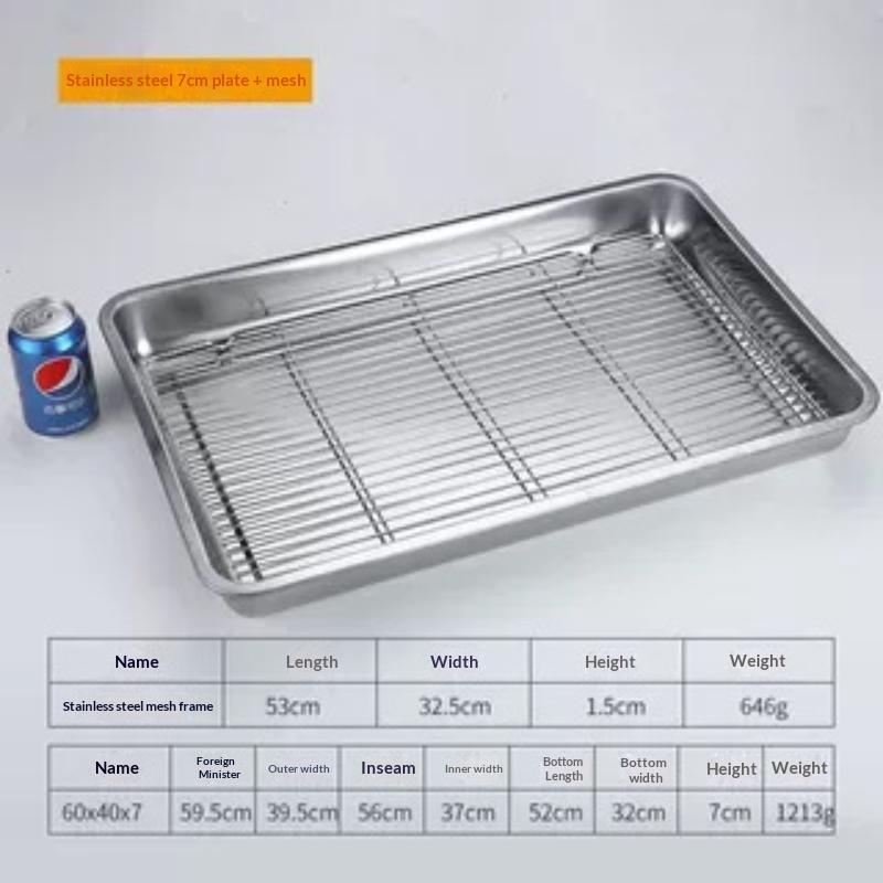 High Temperature Resistant Stainless Steel Baking Tray Cooling Rack Set Non-Stick Pan for Oven Baking Outdoor BBQ
