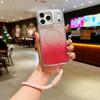 Bling Gradient Glitter Clear with Magnetic Camera Stand Holder Phone Cover with Wrist Strap Phone Case for iPhone 17 Pro Max