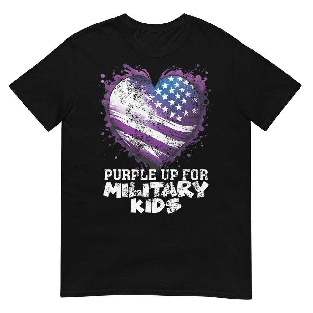 Purple Up For Military Kids Flag Military Heart Child Month TShirt