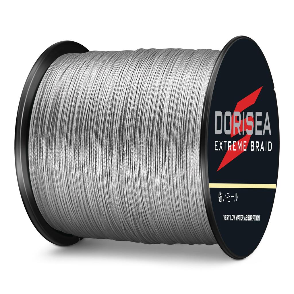 Dorisea Extreme Braid Polyethylene Braided Fishing lb Tested Fishing Abrasion Amazing Super Gray 100% Line, Gray, 109-2187 Yards, 6-550 Wire,