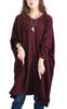 Золотой Япония Большой размер Длинный Долман Вафля Идеально для и Зима Женская Туника, Рукава, V-образный вырез, Принт, Принт, Осень, Весна, (4L-5L, Бордовый)