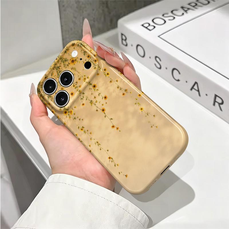 Каскадный подсолнух Подвесное Цветочное Искусство Графическая Пленка Эстетичная Защитная Ударопрочная Бамперная Чехол-Крышка для Телефона Для iPhone 14 15 16 Pro Max Plus