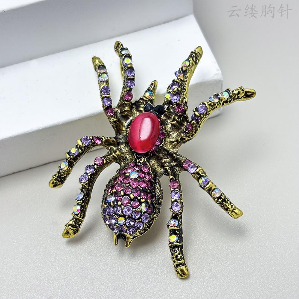 Винтажный стиль, брошь для пальто, блестящие стразы, декор в форме паука, шаль, булавка для шарфа, мужской костюм, пальто, простой значок, модные аксессуары