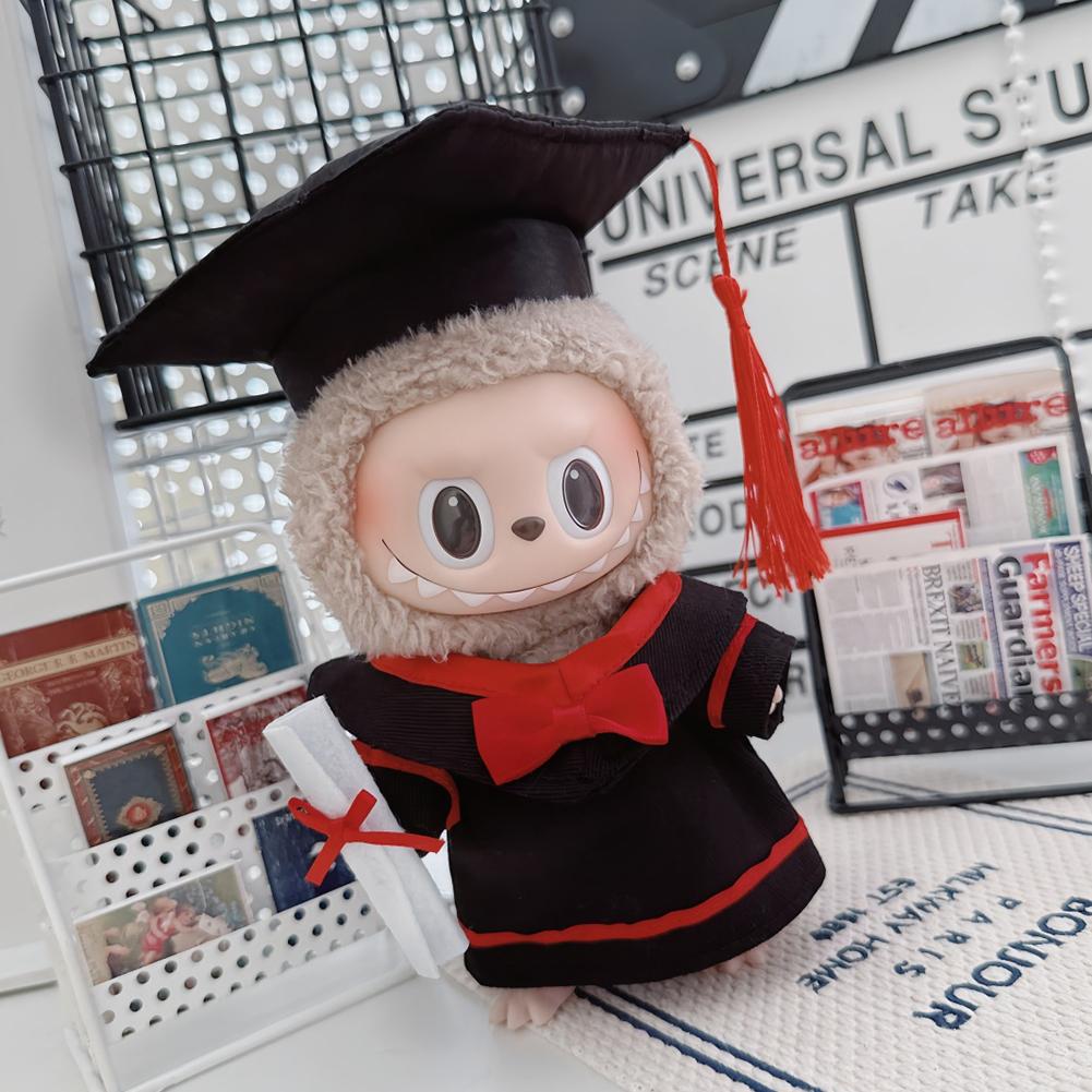 Для 17см Куклы Лабубу Одежда Модная одежда Докторская мантия Платья Подбор цвета Выпускная шляпа Бакалаврская шляпа Аксессуары для кукол Милое украшение