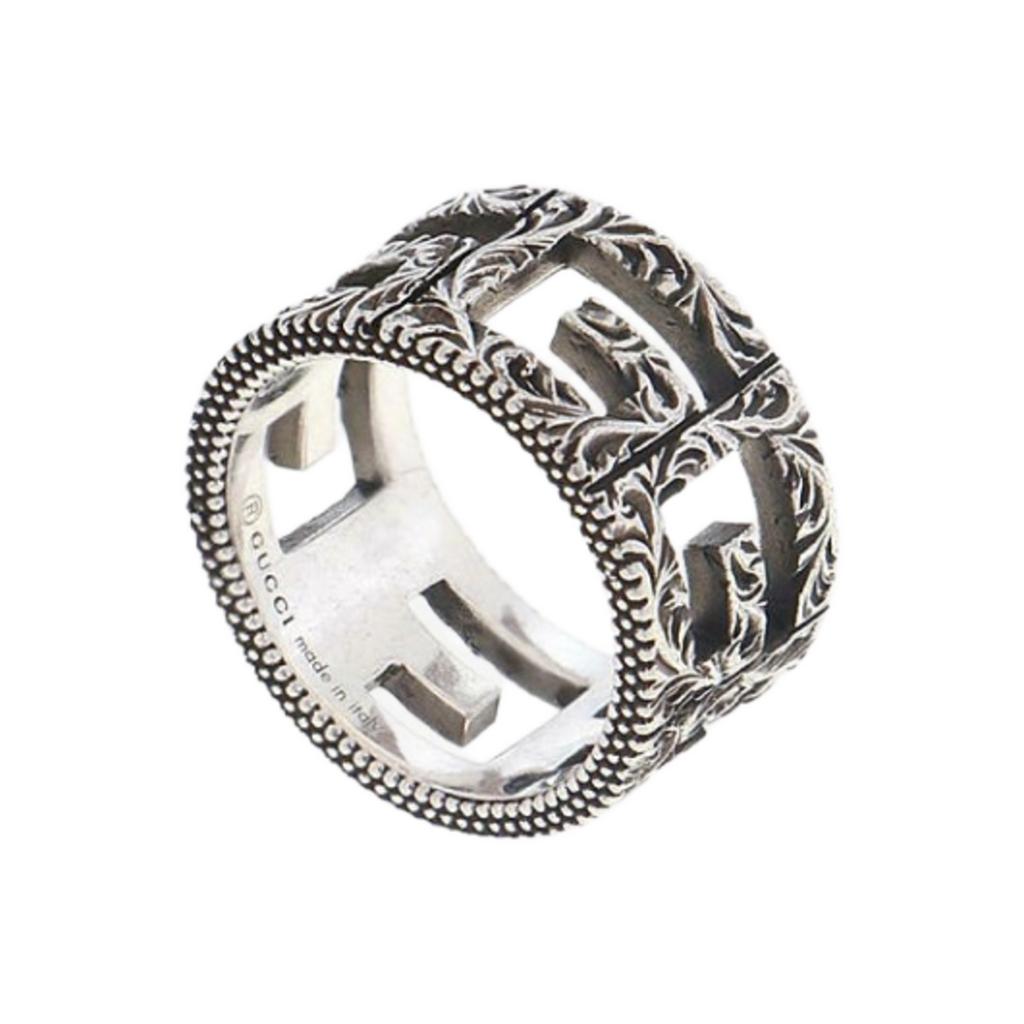 Gucci Sterling G Cube Wide Band Ring Silver Unisex Jewelry 551918-J8400-0811