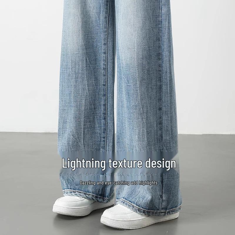 Wide-Leg High Waist Light Jeans for Women - Spring 2025 Trend