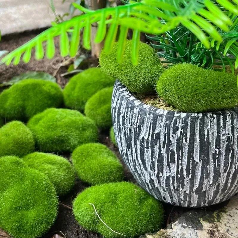 100/5PCS Artificial Moss Rocks Fake Stone Home Decor Creative Crafts Green Simulation Plant DIY Decoration For Garden Crafting