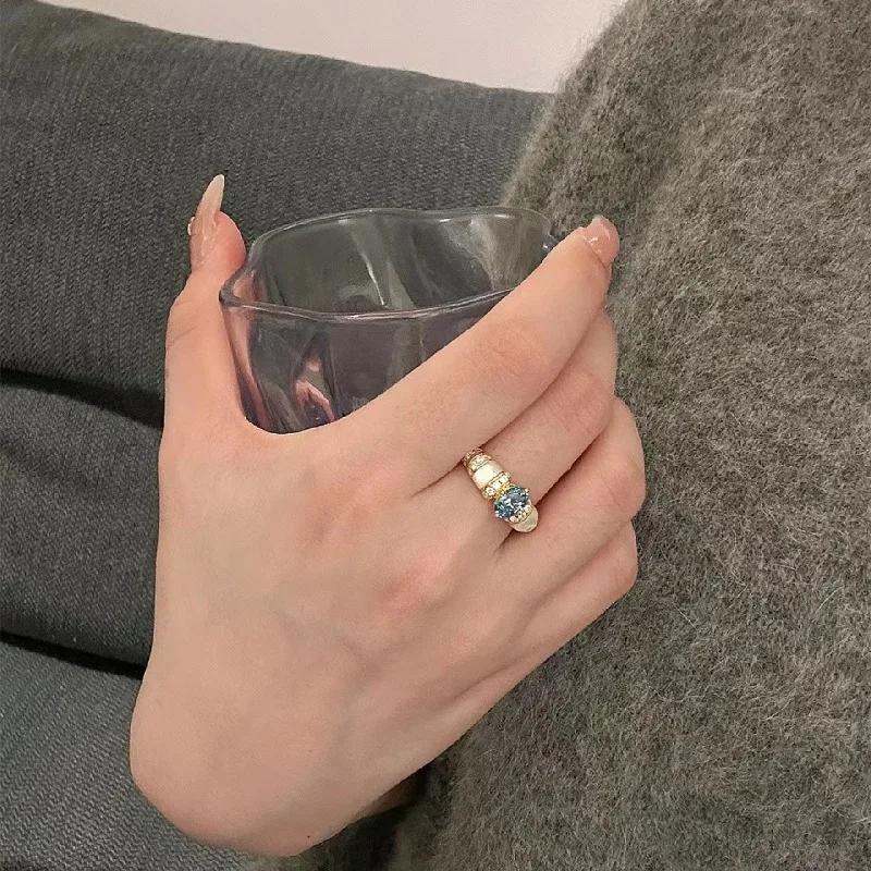 Винтажные кольца с драгоценными камнями рябчик с синим морем для женщин, изысканное кольцо с рубином Palaiba в оригинальном стиле, свадебные украшения