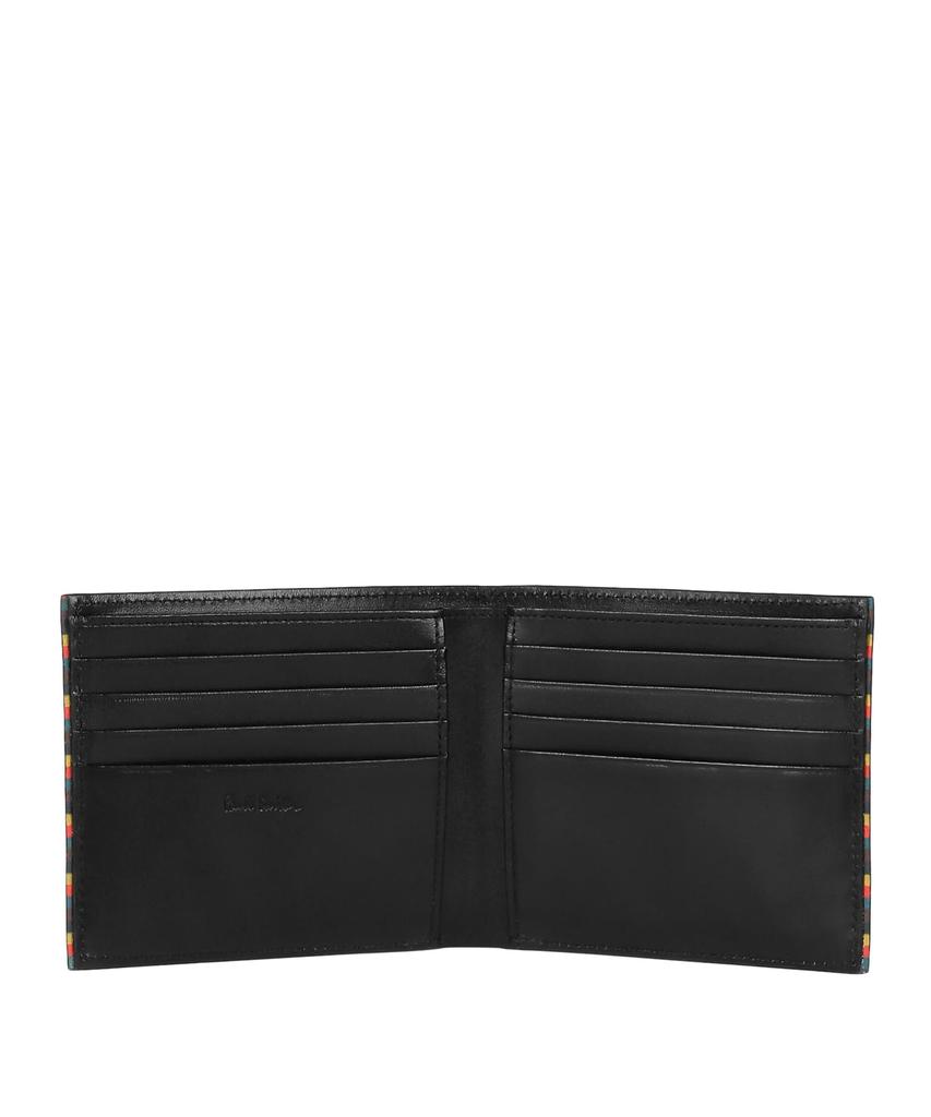 Bright Stripe Trim Bifold Wallet Black F