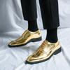 FashionNew Men's Casual Shoes Classic Embossed Gold Patent Leather Shoes Comfortable Business Dress Shoes Man Loafers Plus Size 38-46