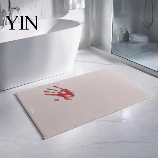 Creative Prank Gifts for Friends Halloween Creepy Bathroom Rug, Color Changing Blood Red Footprint Rubber Bath Mat Non Slip Scary Home Decoration,