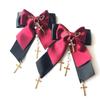 Onoderaya Penguin Land Flickering Cross Rosary Prayer Ribbon Gold Hair Clip Set of 2 X (Black Wine)