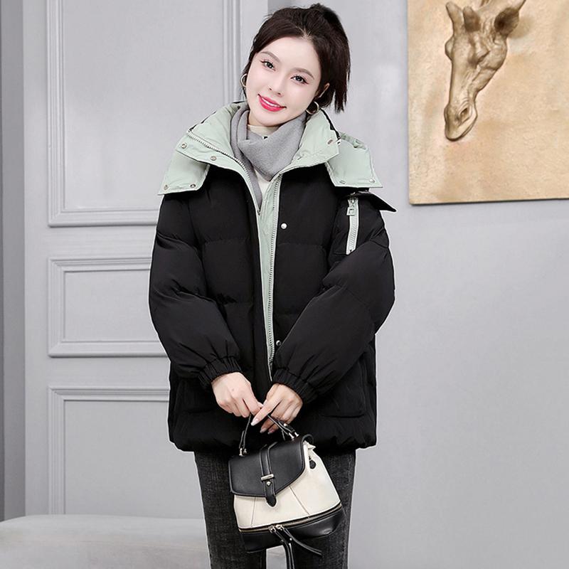 Женская утолщенная теплая парка на осень-зиму, женская повседневная однотонная свободная короткая куртка с большим карманом и капюшоном, верхняя одежда