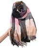 Imitation Cashmere Scarf Women's Autumn and Winter Classic Plaid Casual Fringed Student Long Shawl Scarf