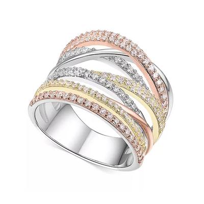 Huitan Romantic 3 Metallic Colors Fashion Cross Женское Кольцо На Палец Вечеринка Универсальный Стиль Повседневные Носимые Женские Кольца Новые Ювелирные Изделия