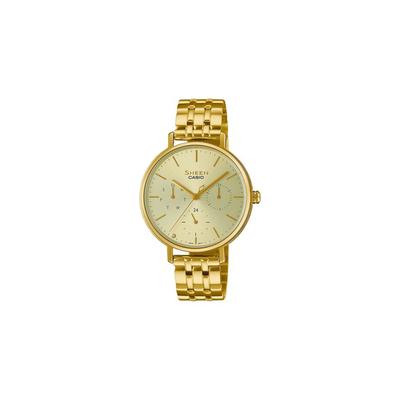 Analog Series Day Display Quartz Steel Strap Women's Watch Gold Dial SHE-4541G-9AUDF